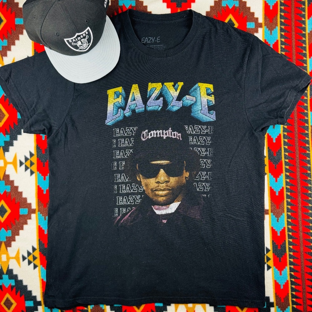 Eazy-E Compton Graphic T-Shirt Black Hip Hop Rap Tee Size L